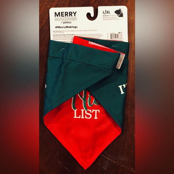 NEW Red & Green Pet Bandana Reversible Naughty or Nice L/XL - Picture 6 of 8